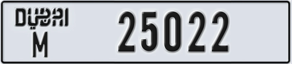 UAE License Plate Dubai M 25022