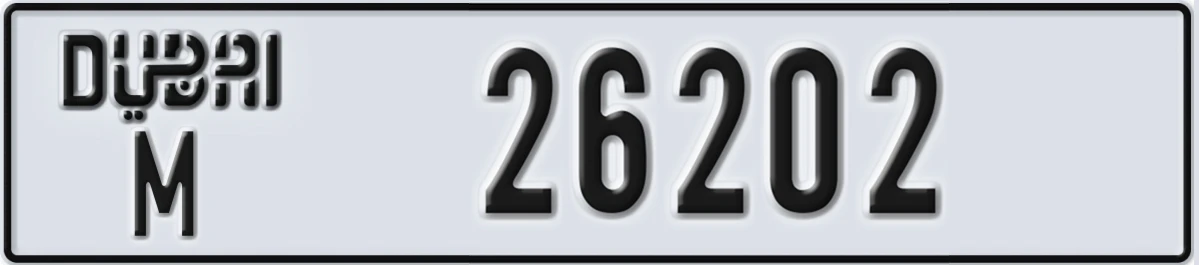 UAE License Plate Dubai M 26202