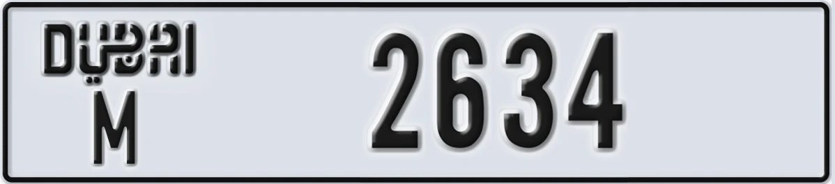 UAE License Plate Dubai M 2634