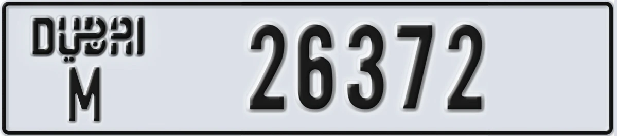 UAE License Plate Dubai M 26372
