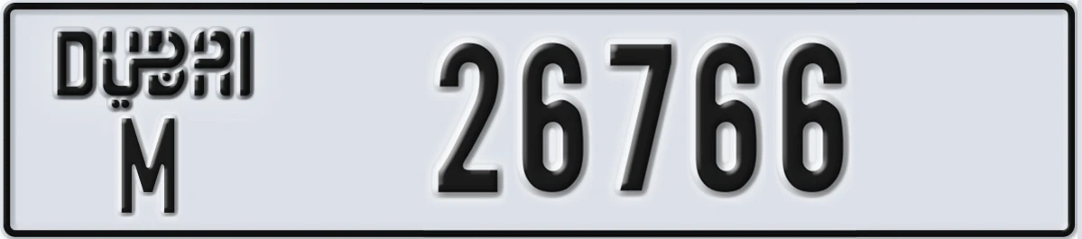 UAE License Plate Dubai M 26766