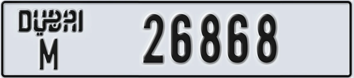 UAE License Plate Dubai M 26868