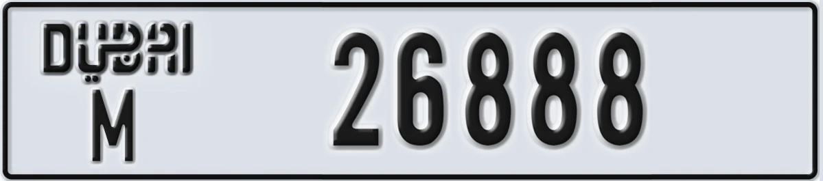 UAE License Plate Dubai M 26888