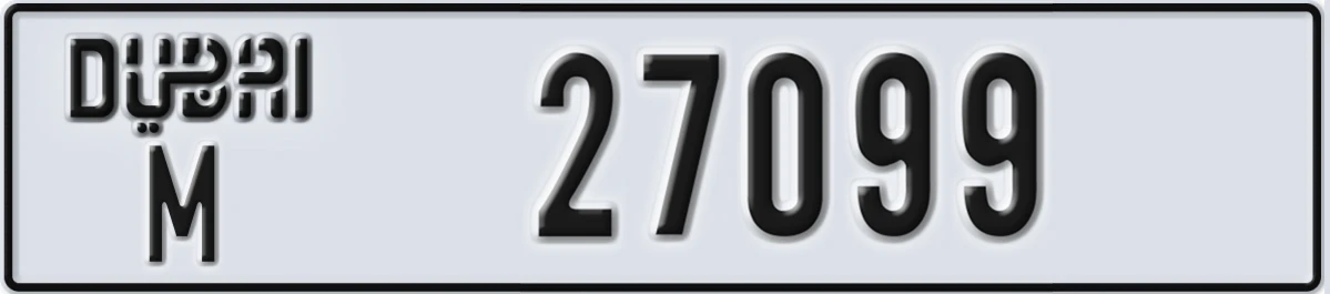 UAE License Plate Dubai M 27099