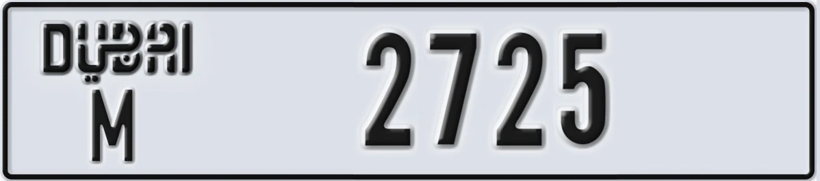 UAE License Plate Dubai M 2725