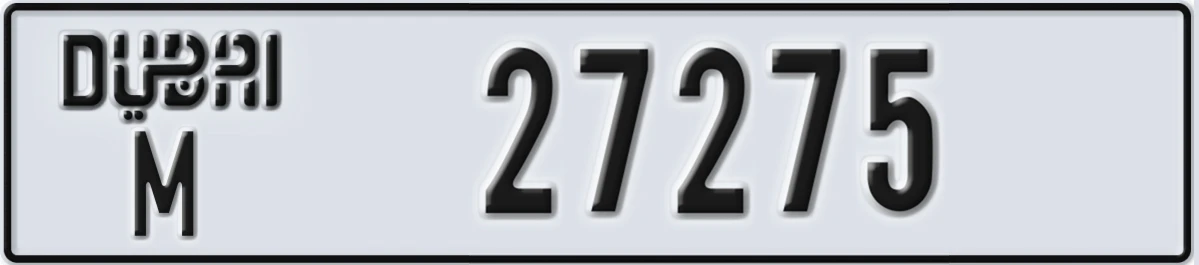 UAE License Plate Dubai M 27275