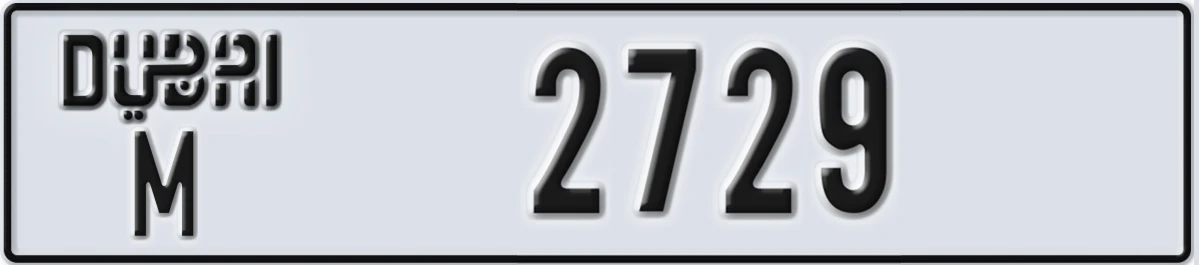 UAE License Plate Dubai M 2729