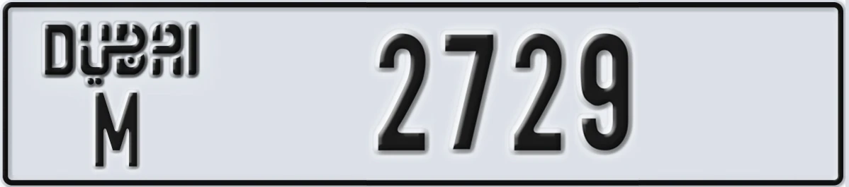 UAE License Plate Dubai M 2729