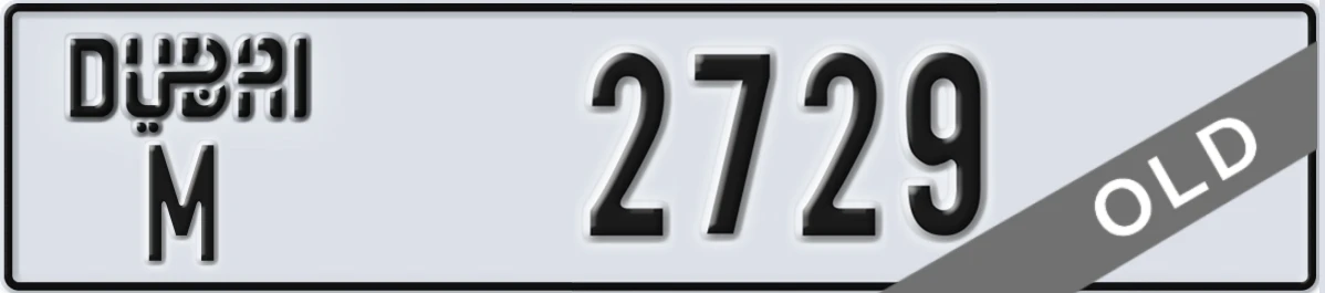 UAE License Plate Dubai M 2729