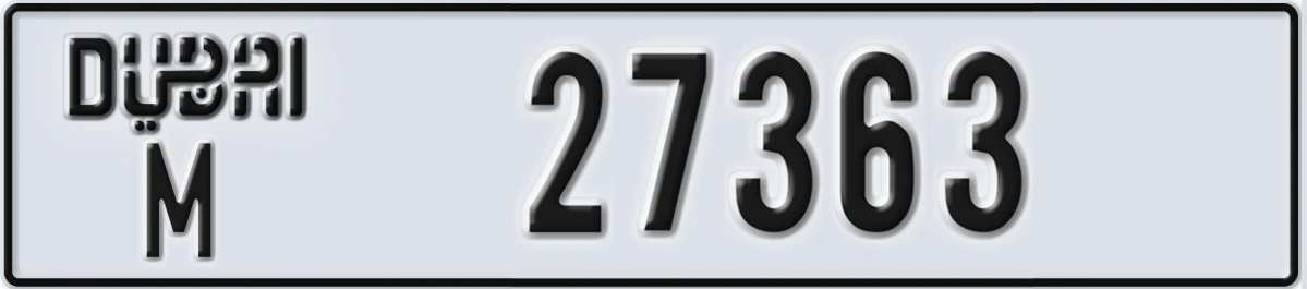 UAE License Plate Dubai M 27363