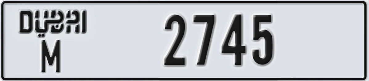 UAE License Plate Dubai M 2745