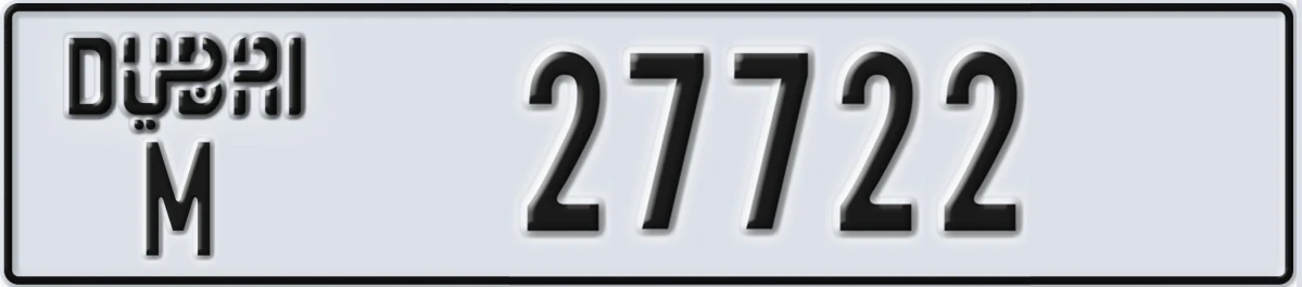 UAE License Plate Dubai M 27722