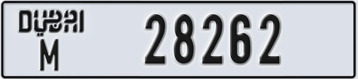 UAE License Plate Dubai M 28262