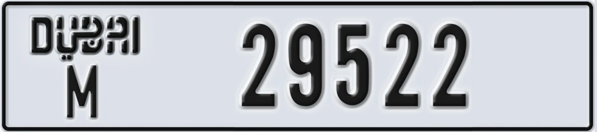 UAE License Plate Dubai M 29522