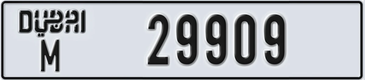 UAE License Plate Dubai M 29909