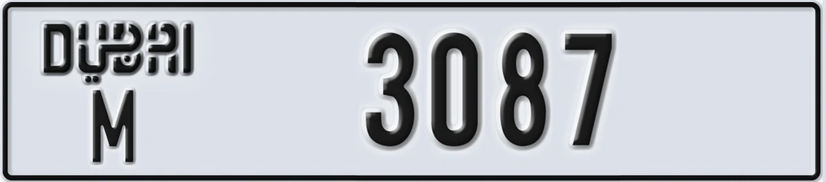 UAE License Plate Dubai M 3087