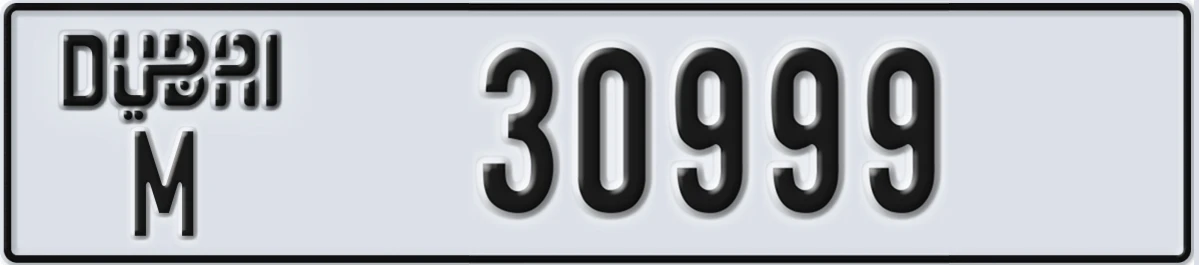 UAE License Plate Dubai M 30999