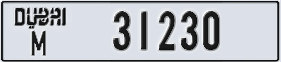 UAE License Plate Dubai M 31230