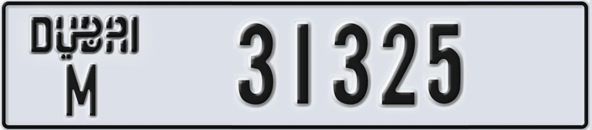 UAE License Plate Dubai M 31325
