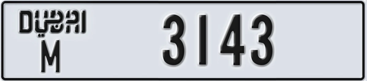 UAE License Plate Dubai M 3143