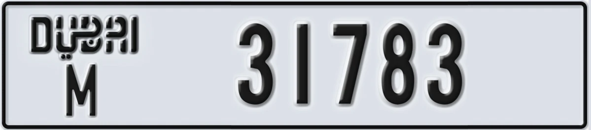 UAE License Plate Dubai M 31783