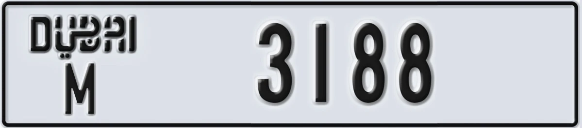 UAE License Plate Dubai M 3188