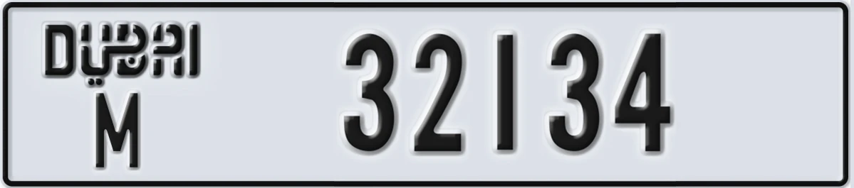 UAE License Plate Dubai M 32134
