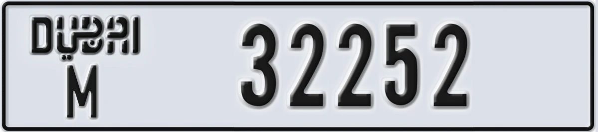 UAE License Plate Dubai M 32252