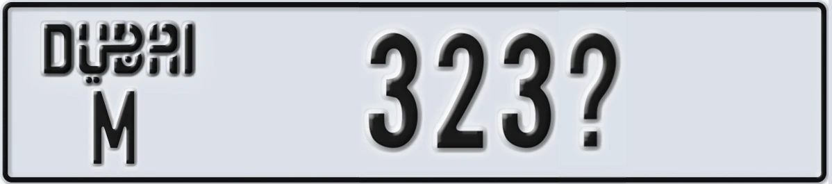UAE License Plate Dubai M 323X