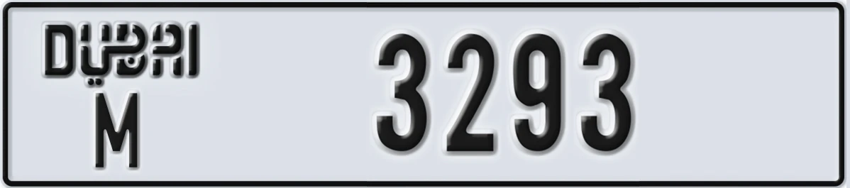 UAE License Plate Dubai M 3293