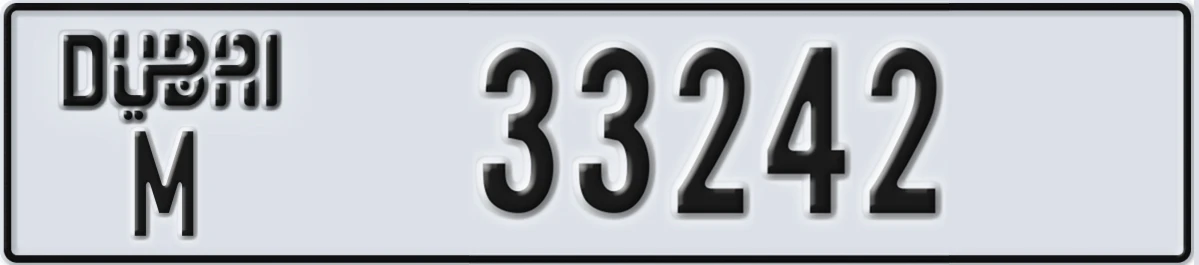 UAE License Plate Dubai M 33242