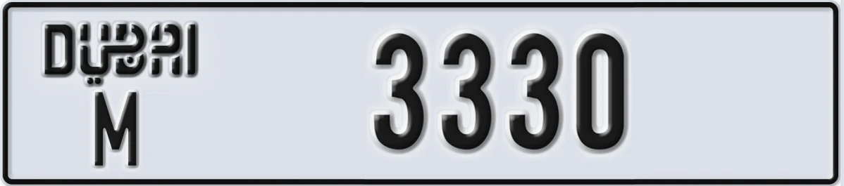 UAE License Plate Dubai M 3330