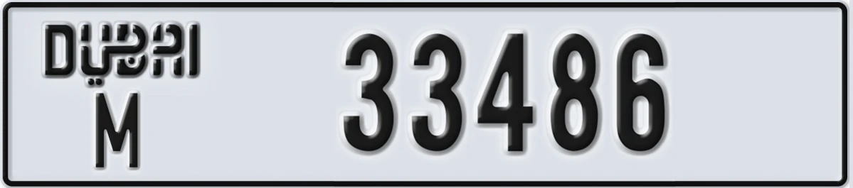 UAE License Plate Dubai M 33486