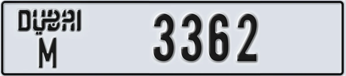 UAE License Plate Dubai M 3362