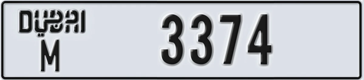 UAE License Plate Dubai M 3374