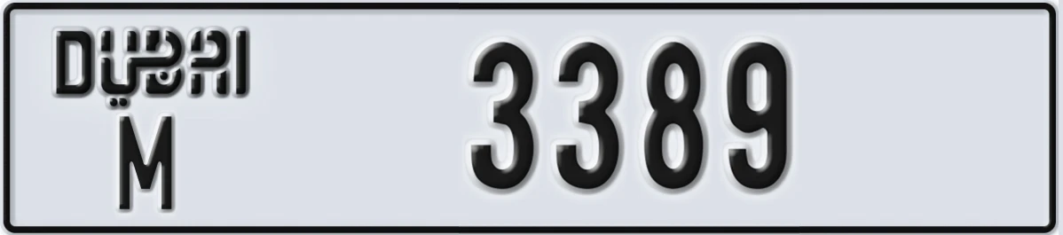 UAE License Plate Dubai M 3389
