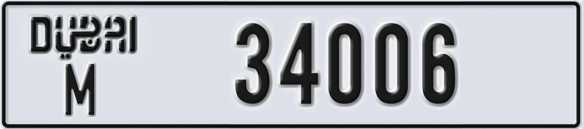 UAE License Plate Dubai M 34006