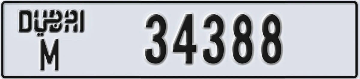 UAE License Plate Dubai M 34388