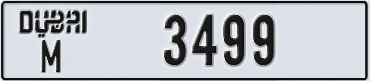 UAE License Plate Dubai M 3499