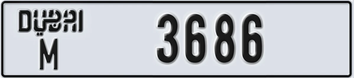 UAE License Plate Dubai M 3686