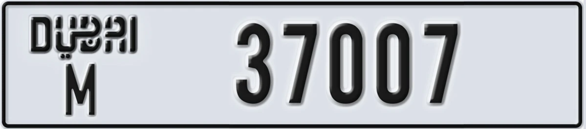 UAE License Plate Dubai M 37007