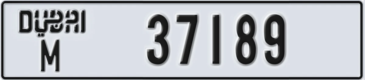 UAE License Plate Dubai M 37189