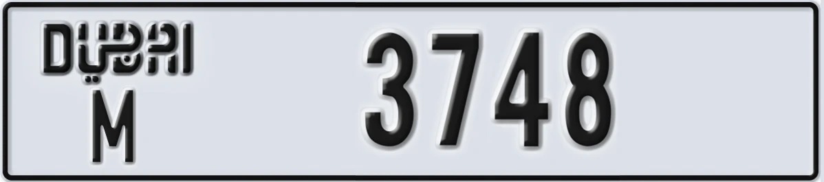 UAE License Plate Dubai M 3748