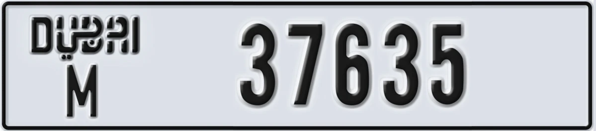 UAE License Plate Dubai M 37635