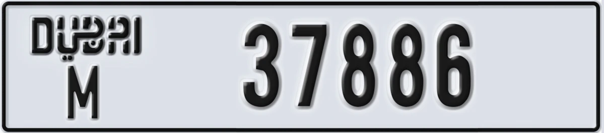 UAE License Plate Dubai M 37886