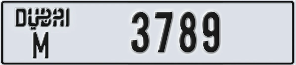 UAE License Plate Dubai M 3789