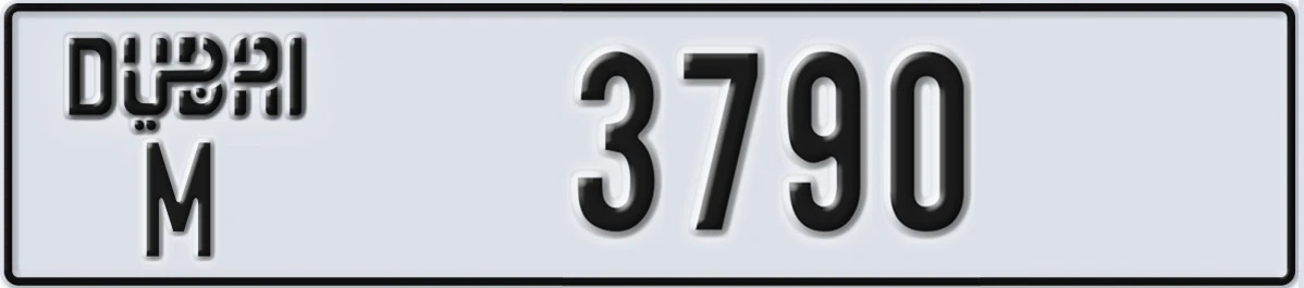UAE License Plate Dubai M 3790