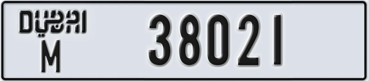 UAE License Plate Dubai M 38021