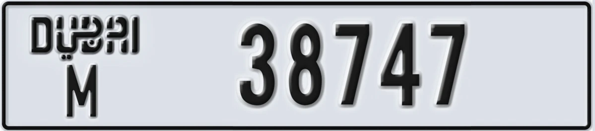 UAE License Plate Dubai M 38747