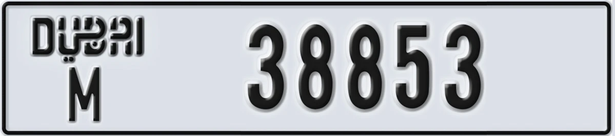 UAE License Plate Dubai M 38853